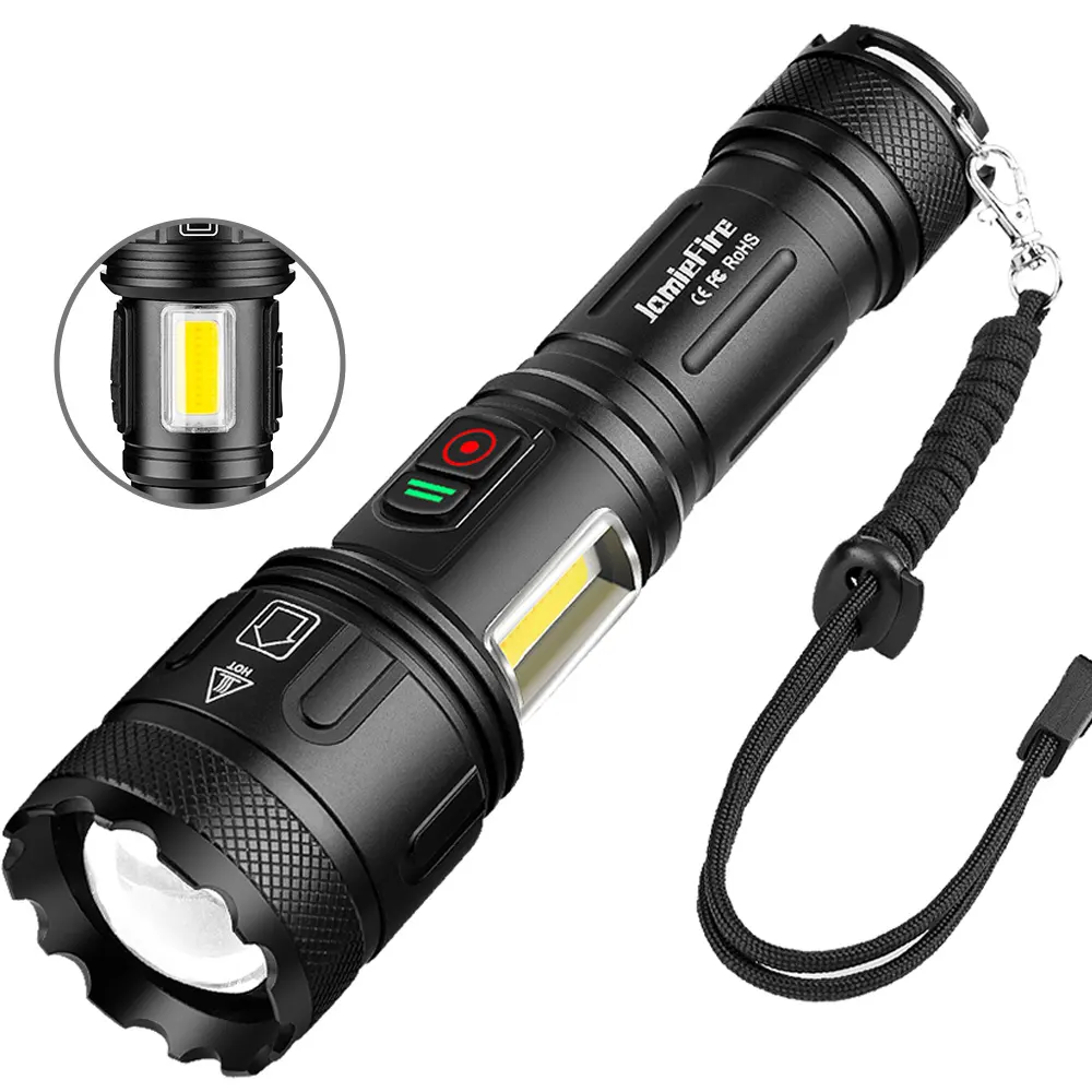 Dual Switch lommelykt 15.000 Lumen + Oppladbart Batteri