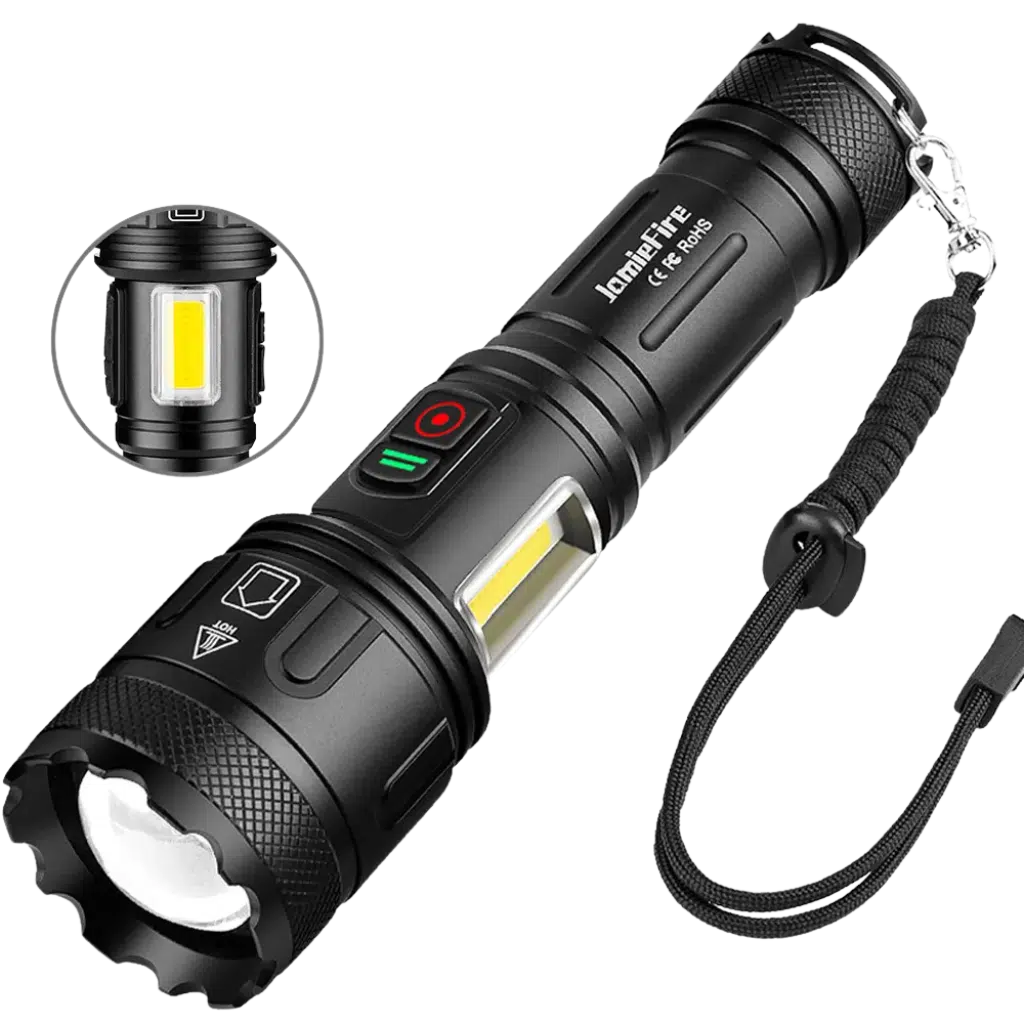 Dual Switch lommelykt 15.000 Lumen + Oppladbart Batteri